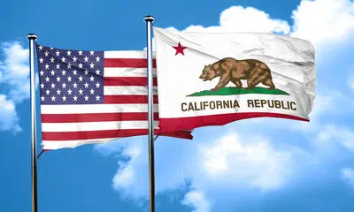 Bandeiras do Estado da Califórnia e dos EUA