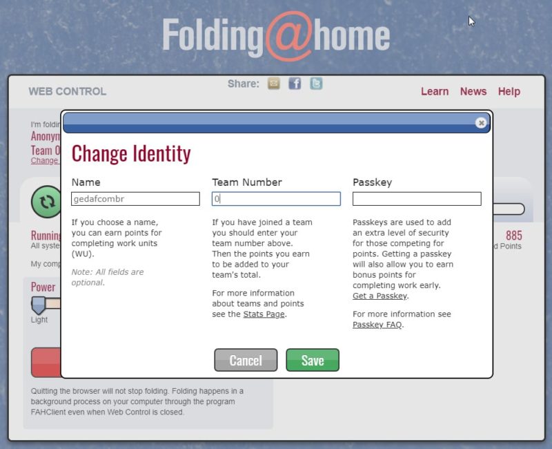 Folding@Home - Identificação